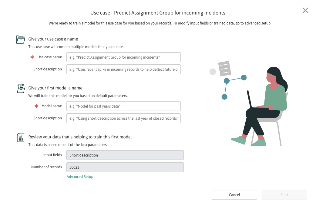Popup-Formular für Anwendungsfälle.
