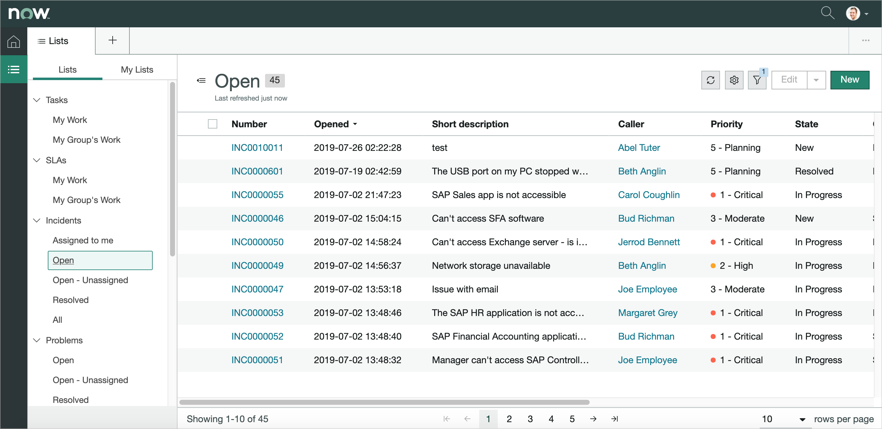 ITSM Mitarbeiterbereich Incident
