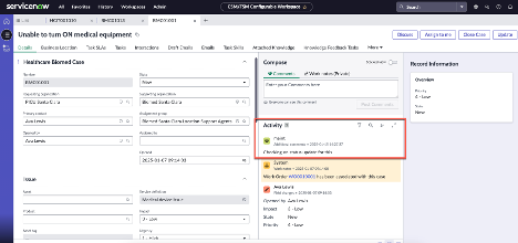 Comment sync between Work orders and Healthcare biomed cases.