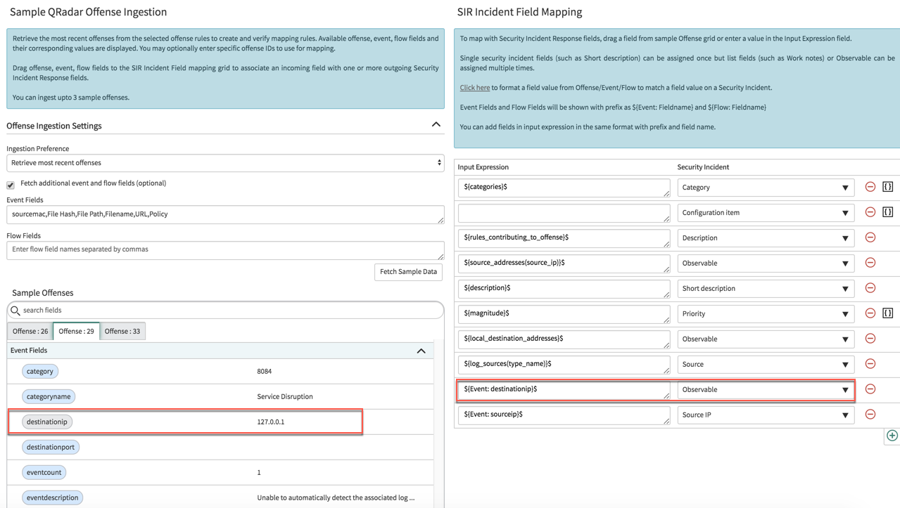 IBM QRadar: criar perfil: mapeamento: SIR2