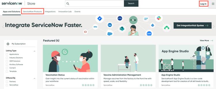 ServiceNow Store製品とログイン