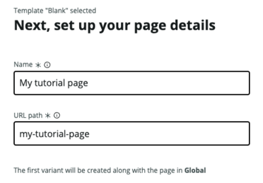 「My tutorial page」というページを作成します。