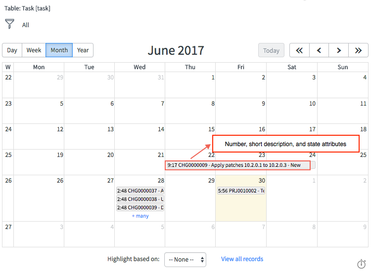 Calendar entry with number, short description, and added state attribute