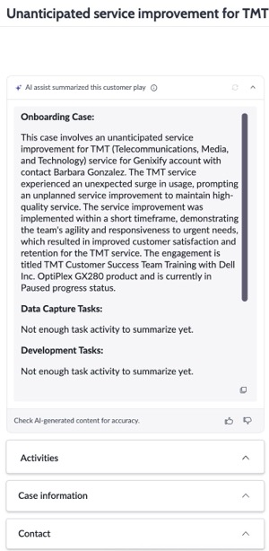 Customer play summary