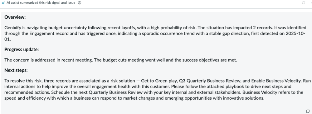 risk signal and issues summarization.