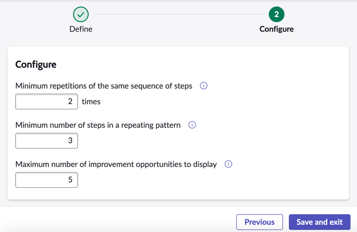 Repeating patterns configuration
