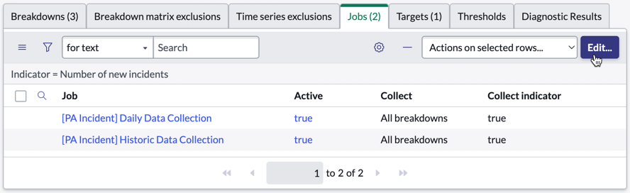 The Jobs related list in an automated indicator record