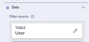 User table selected as the filter source for the Manager filter.