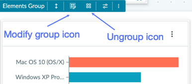 Elements group menu with the Modify and Ungroup options highlighted