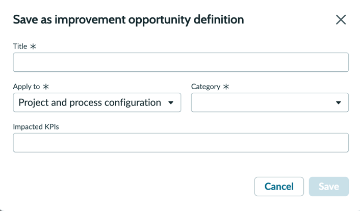 Save as improvement opportunity dialog box