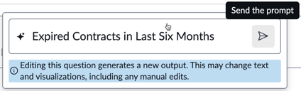 Question editing field showing Send the prompt arrow.
