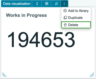 Dashboard element More actions menu with Delete option highlighted