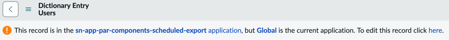 Mismatched application message with link to edit the record