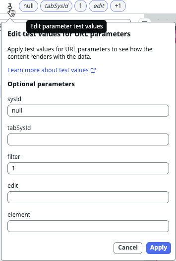 Adding optional parameter values in the editor.