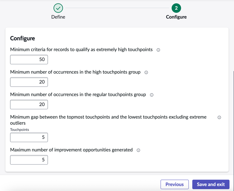 High touchpoints (Node) Config tab