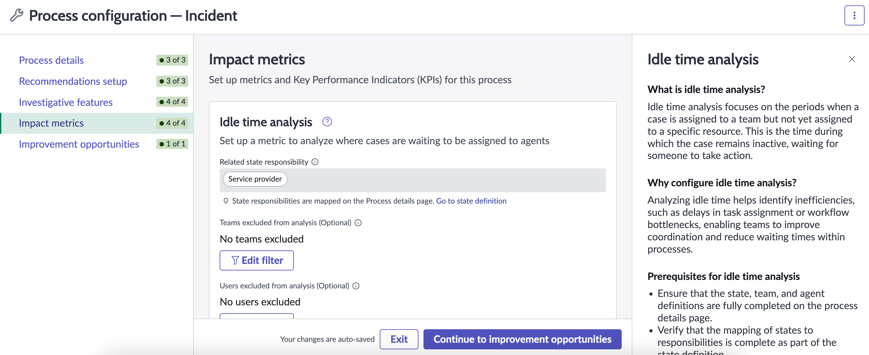 Impact metrics in process configuration