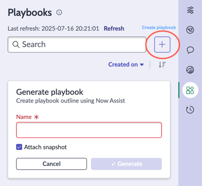 Playbooks panel