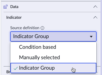Indicator Group being selected as the source definition.