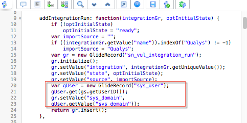 addIntegrationRun script include method.