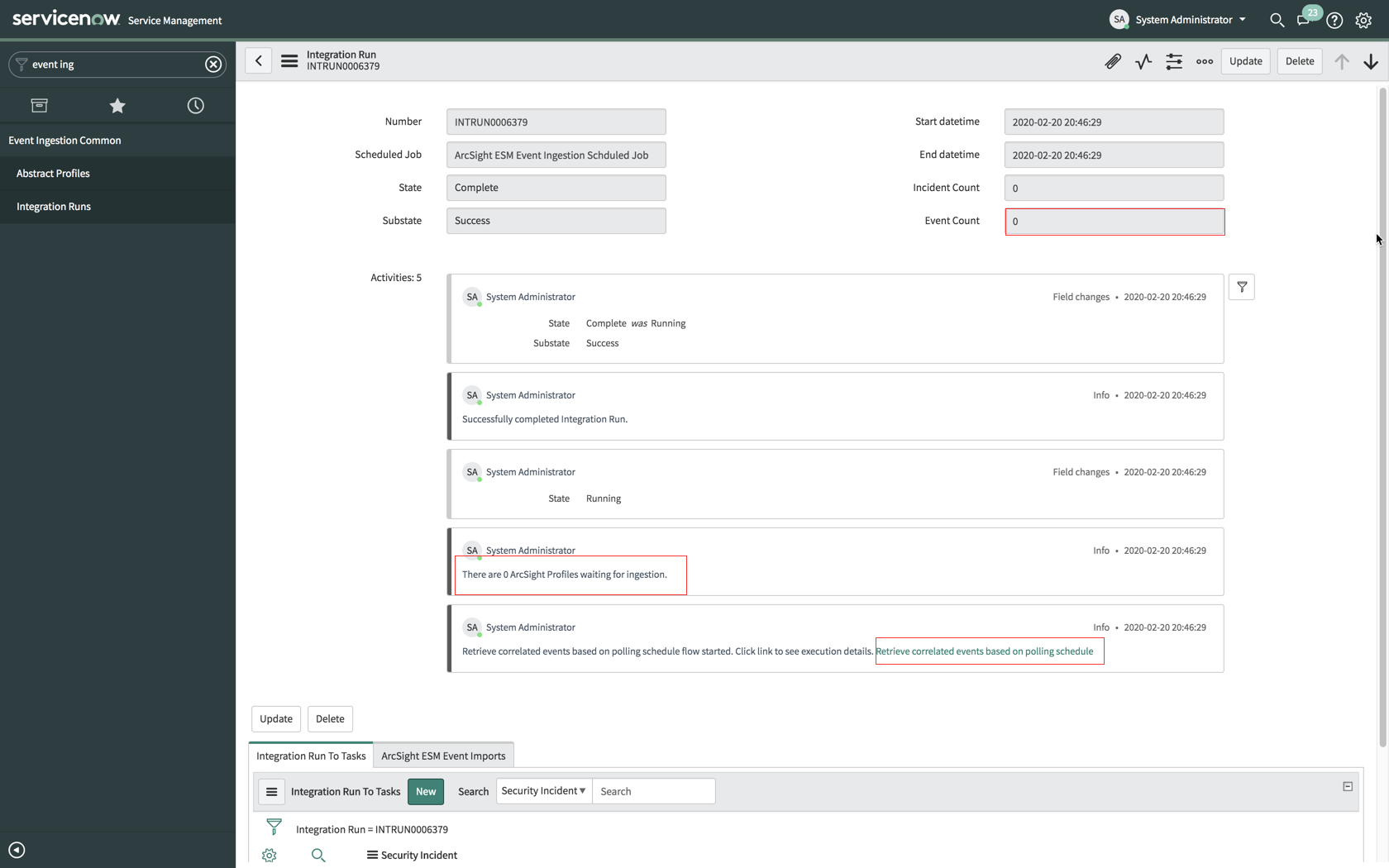 ArcSight ESM : exécution de l’intégration