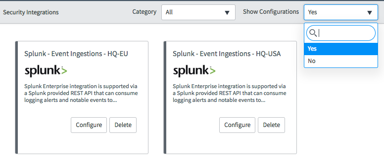 Formulaire de configuration de la configuration de l’ingestion d’événements Splunk Enterprise.