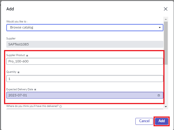 Adicionar janela para anexar produtos à OC