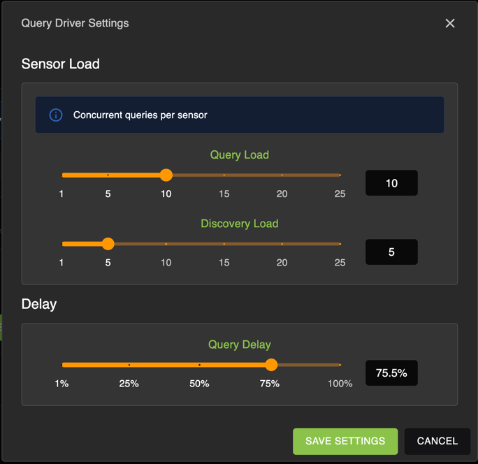 Query driver settings
