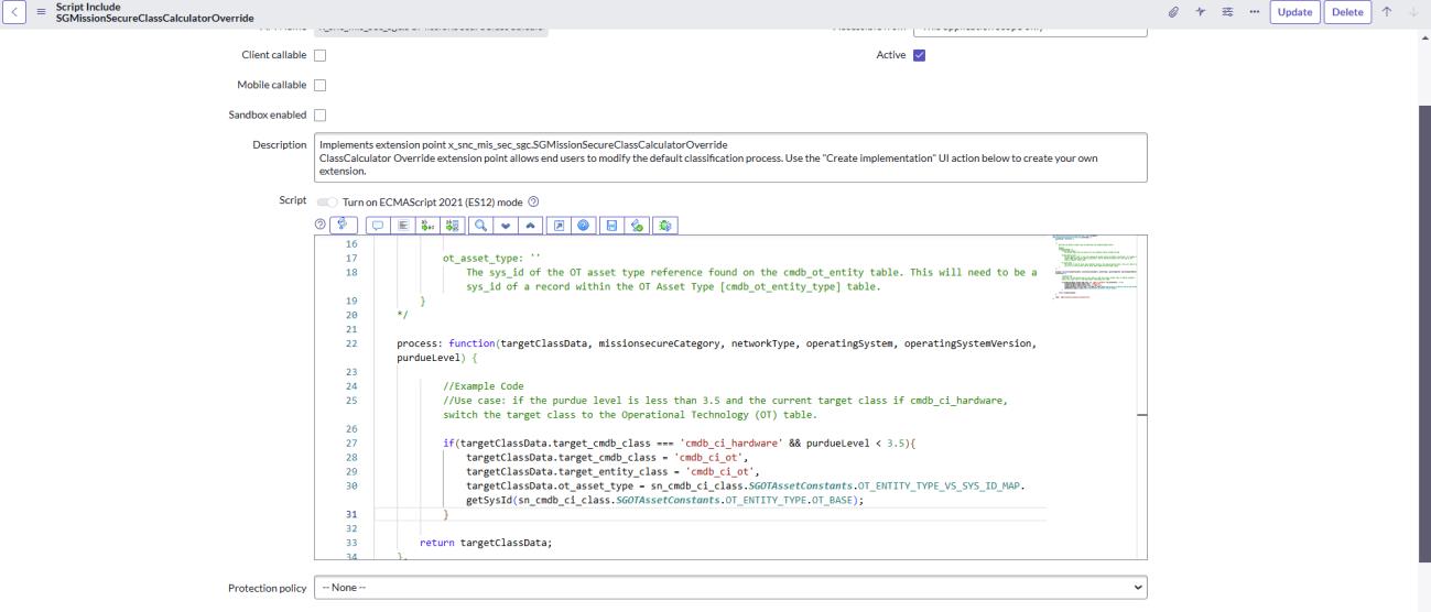 Updated script include for the class calculator extension point