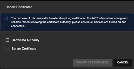 Renew Certificates prompt