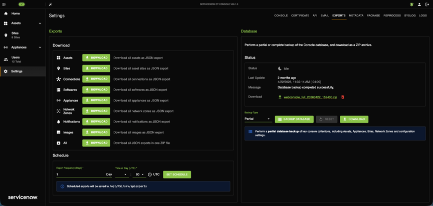Export tab