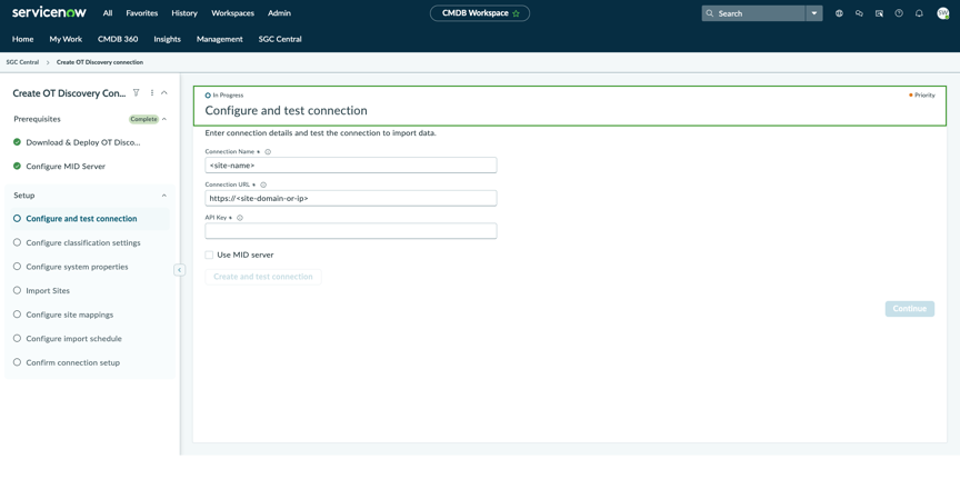 Configure and test connection