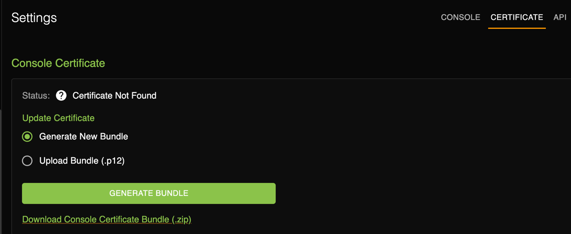 Console certificate