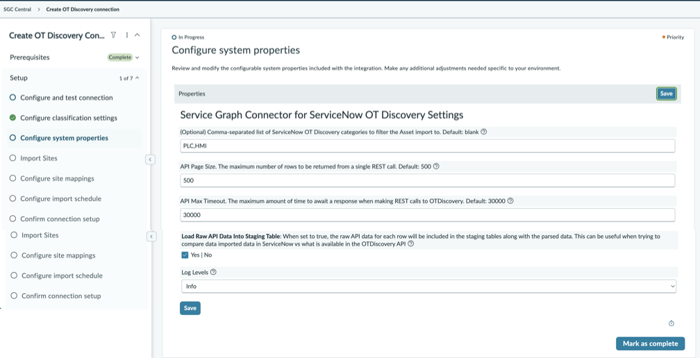 Configure system properties