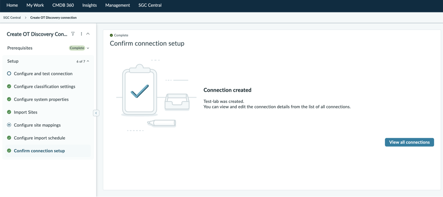 Confirm connection setup