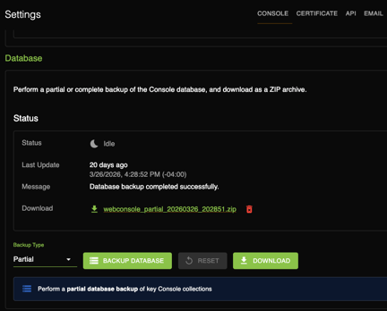 Database section