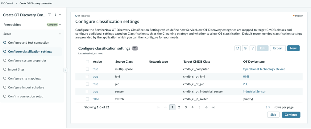 Configure classification settings