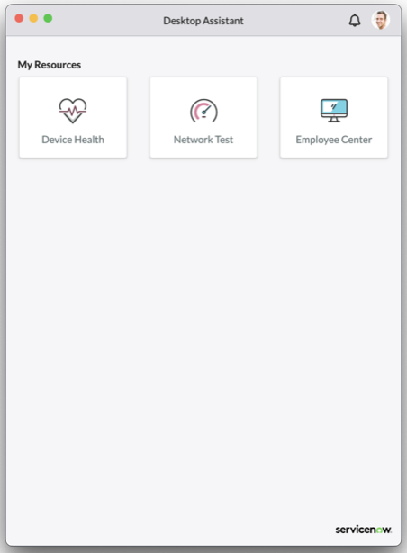 O sino de notificações aparece no cabeçalho Assistente para desktop.