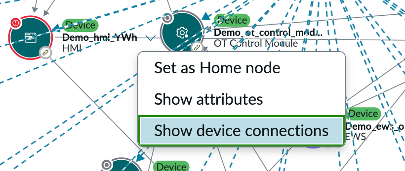 Show device connections UI action