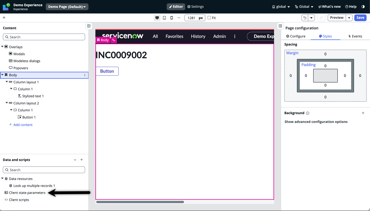 UI Builder client state icon
