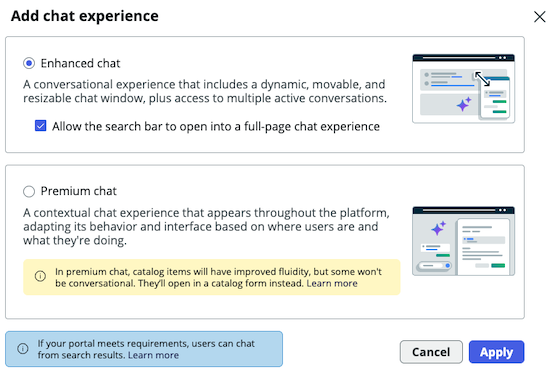 Opt into premium chat for your portal.
