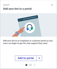 Select the Add your bot to a portal tile to make your bot available in your user portals.