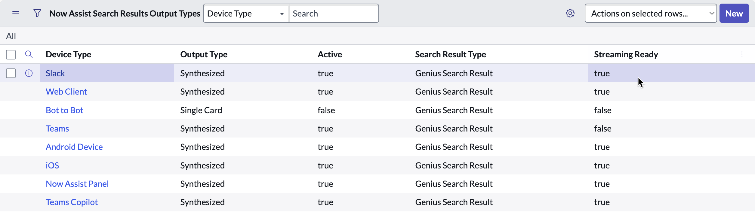 Set the Streaming Ready field value to true for Slack.
