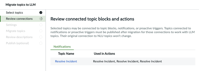 Review topic blocks or notifications to see where they are used prior to continuing on in the topic migration workflow.
