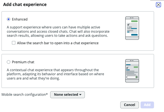 Choose a chat experience.