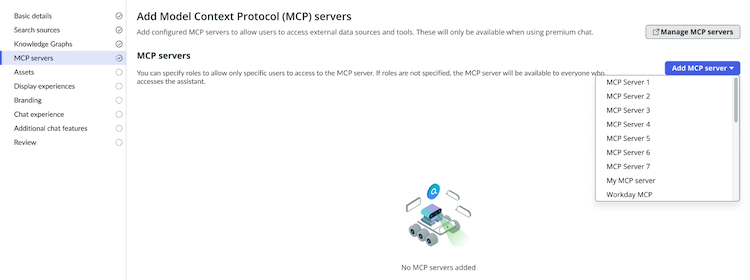 Select an MCP server from the drop down list.