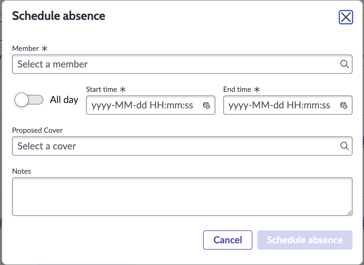 Create schedule absence