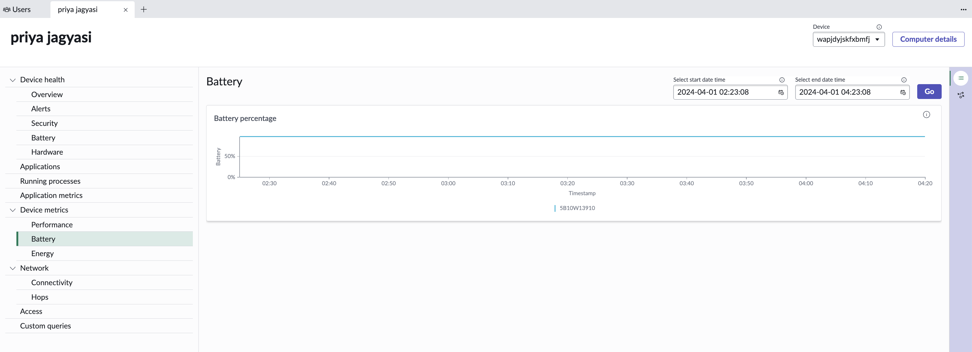 Visual depiction of battery charge percentage for efficient device management.