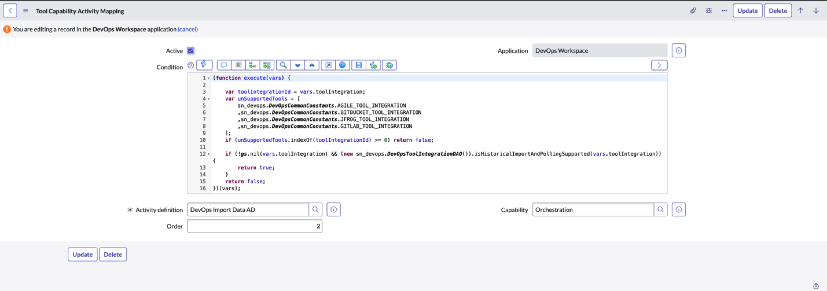 Example where data import logic is false.
