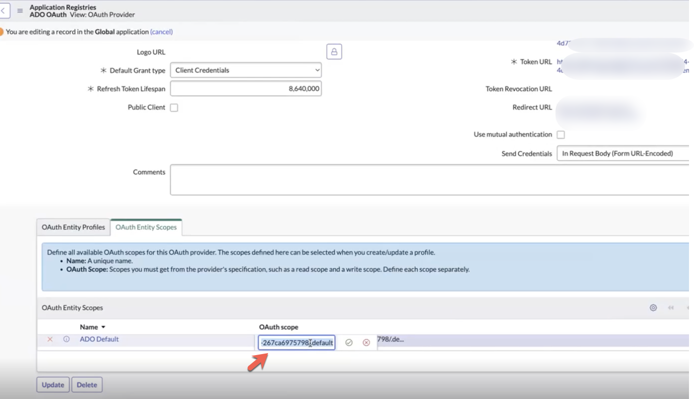 OAuth Entity Scope related tab