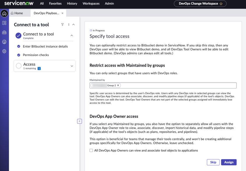 Specify tool access.